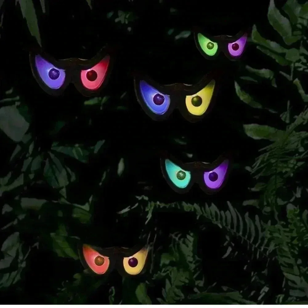 Twinkle Star Halloween Decorations Flashing Eyes String Lights, RGB Color (EUC)